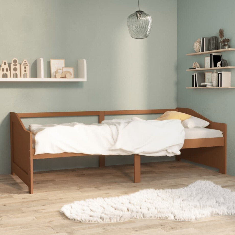 vidaXL Bedbank 3-zits massief grenenhout honingbruin 90x200 cm vidaXL Bedbank 3-zits massief grenenhout honingbruin 90x200 cm afbeelding 1