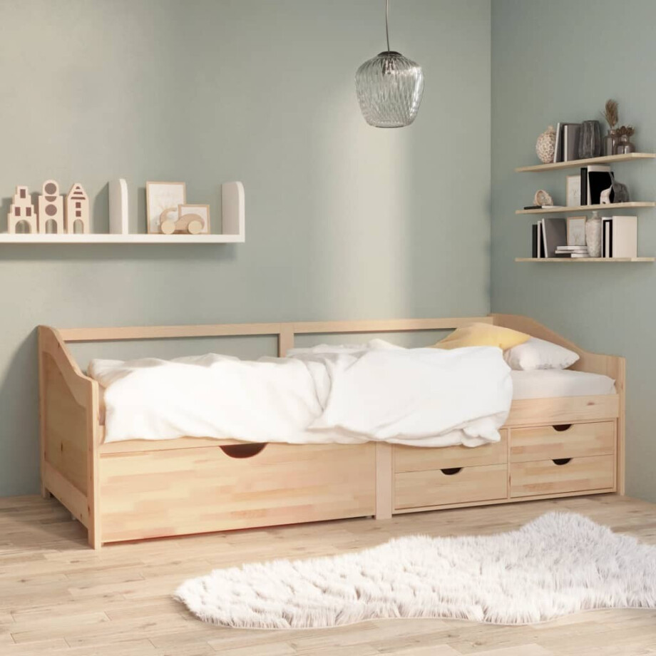 vidaXL Bedbank 3-zits met lades massief grenenhout 90x200 cm vidaXL Bedbank 3-zits met lades massief grenenhout 90x200 cm afbeelding 1