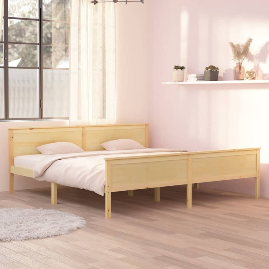 vidaXL Bedframe massief grenenhout 200x200 cm vidaXL Bedframe massief grenenhout 200x200 cm afbeelding 1