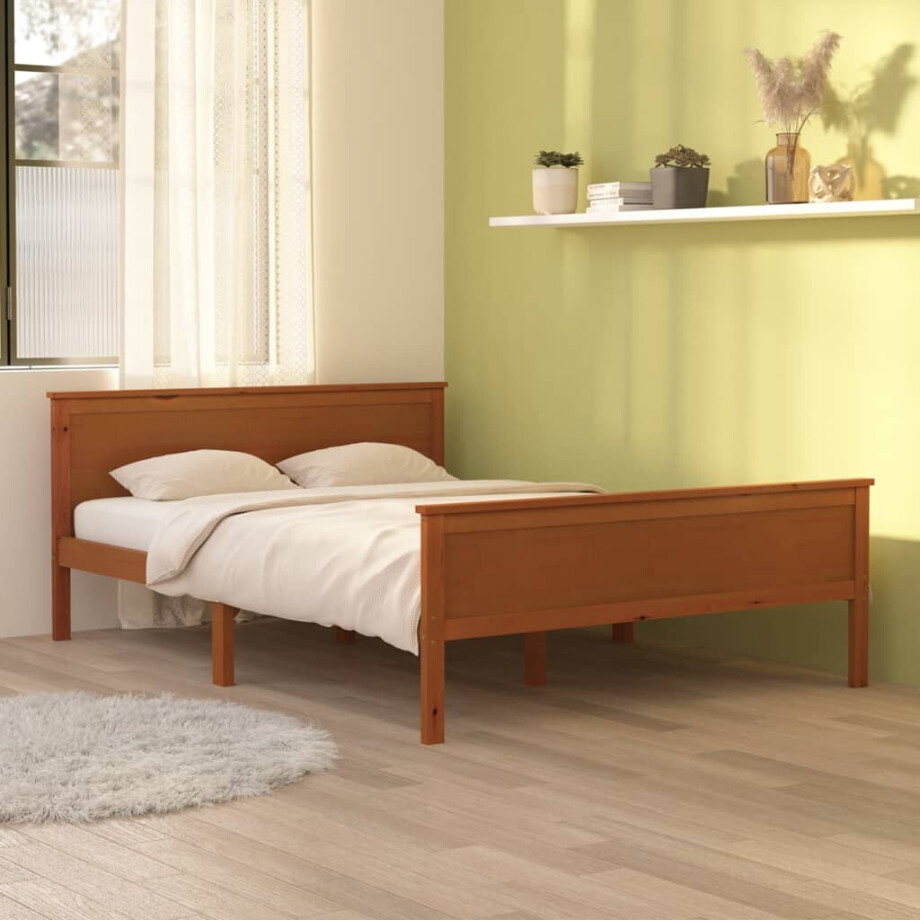 vidaXL Bedframe massief grenenhout honingbruin 120x200 cm vidaXL Bedframe massief grenenhout honingbruin 120x200 cm afbeelding 1
