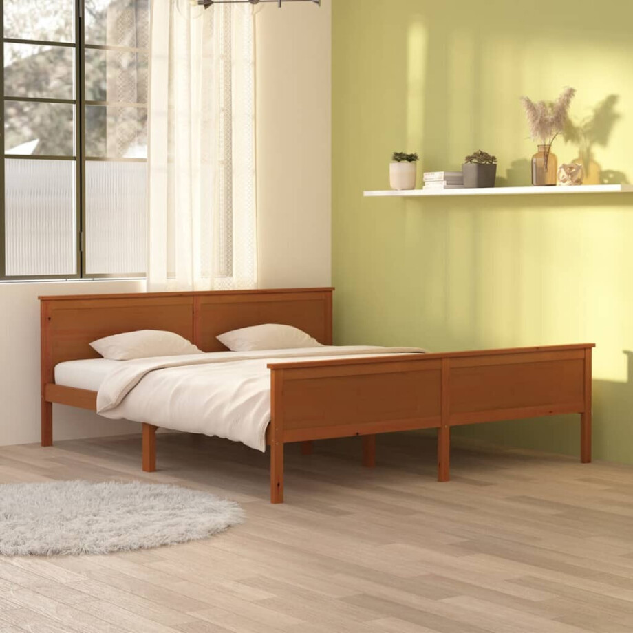 vidaXL Bedframe massief grenenhout honingbruin 180x200 cm vidaXL Bedframe massief grenenhout honingbruin 180x200 cm afbeelding 1
