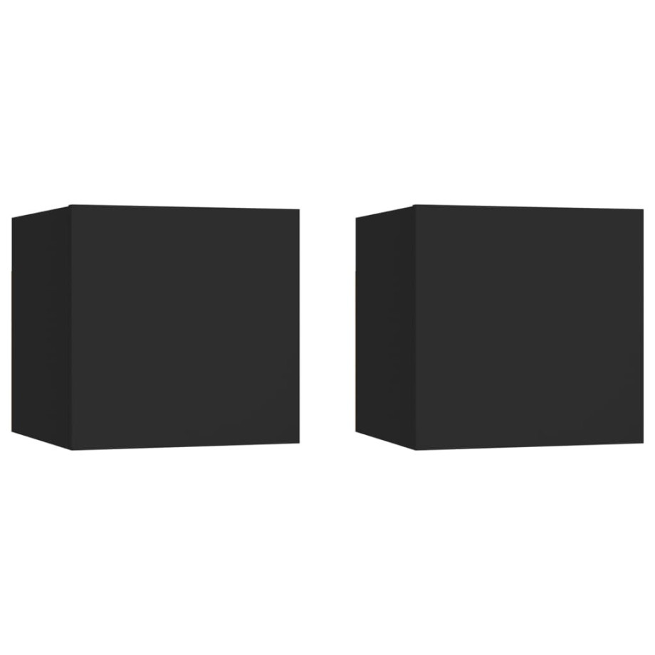 vidaXL Nachtkastjes 2 st 30,5x30x30 cm spaanplaat zwart afbeelding 1