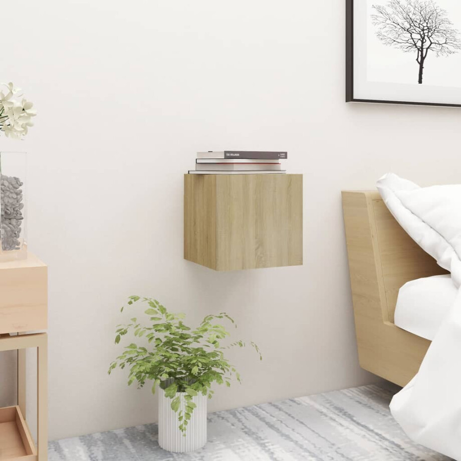 vidaXL Nachtkastje 30,5x30x30 cm spaanplaat sonoma eikenkleurig afbeelding 1