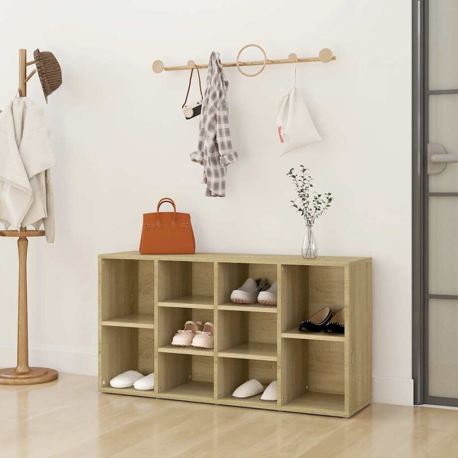 vidaXL Schoenenbank 103x30x55 cm bewerkt hout sonoma eikenkleurig afbeelding 1