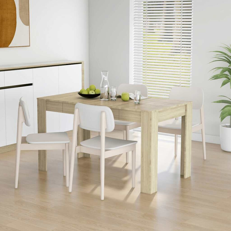 vidaXL Eettafel 140x74,5x76 cm spaanplaat sonoma eikenkleurig afbeelding 1