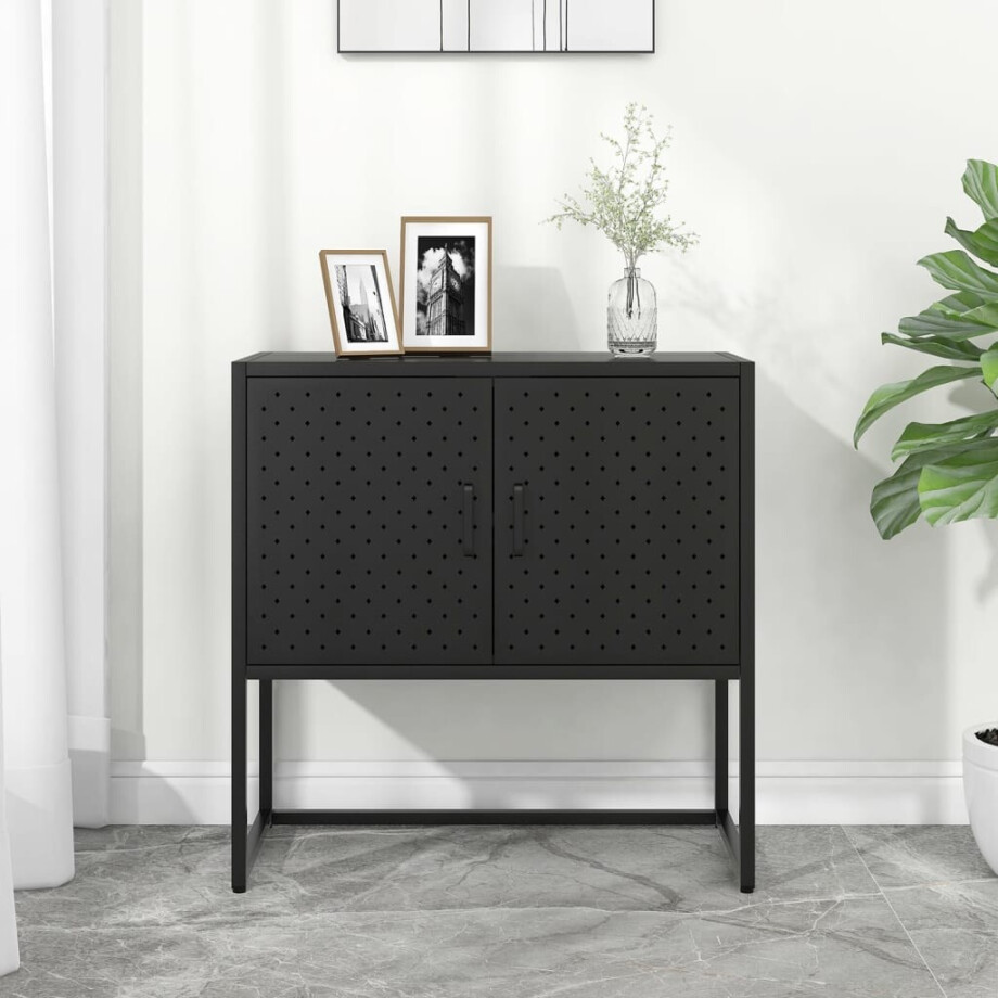 vidaXL Dressoir 75x35x75 cm staal zwart afbeelding 1