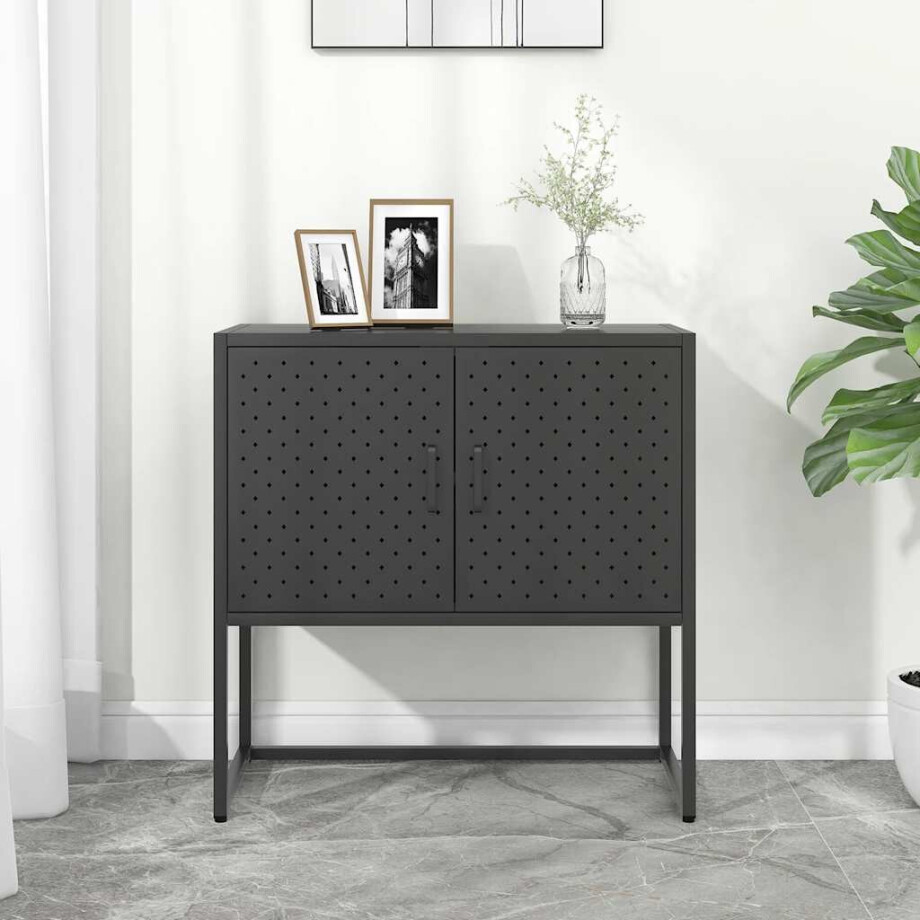 vidaXL Dressoir 75x35x75 cm staal antracietkleurig vidaXL Dressoir 75x35x75 cm staal antracietkleurig afbeelding 1