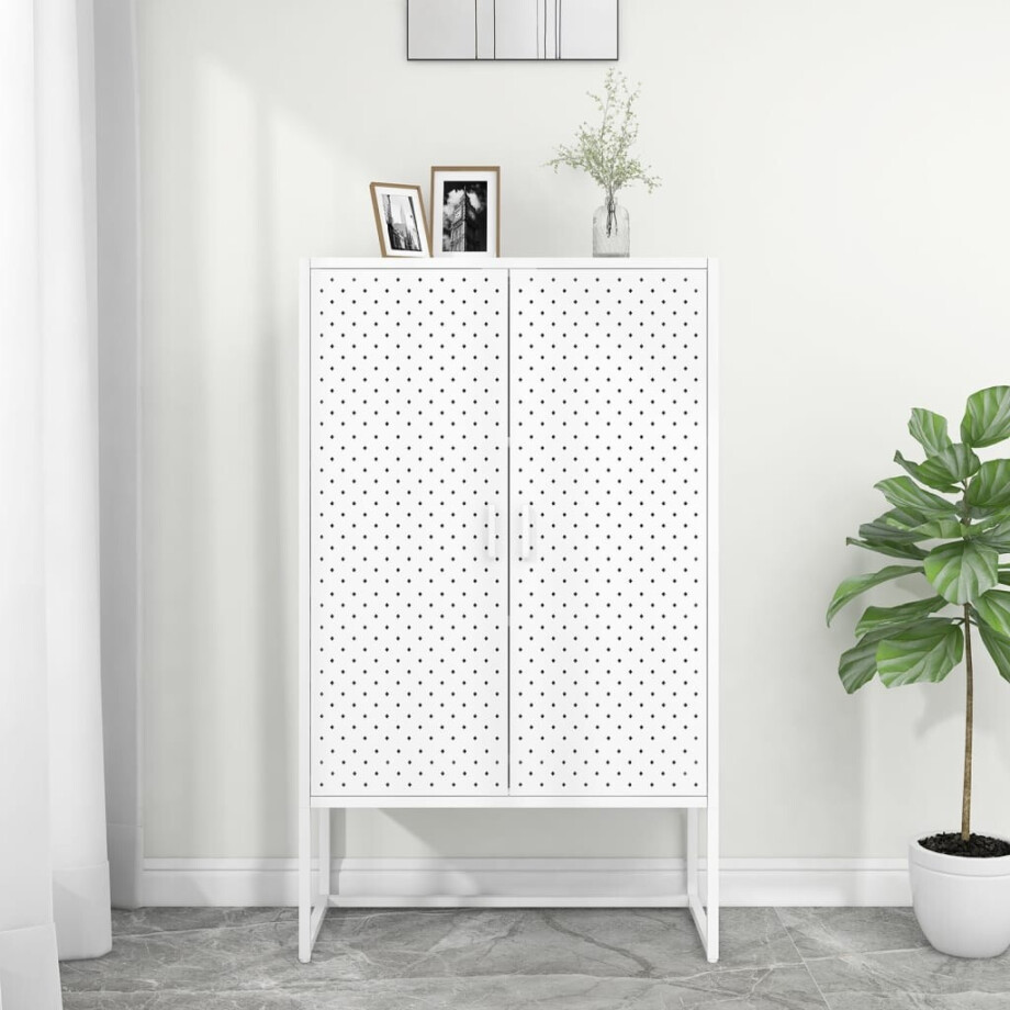 vidaXL Hoge kast 80x35x135 cm staal wit afbeelding 1
