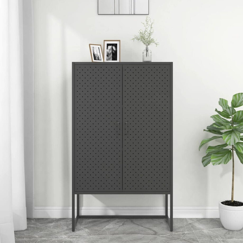 vidaXL Hoge kast 80x35x135 cm staal antracietkleurig vidaXL Hoge kast 80x35x135 cm staal antracietkleurig afbeelding 1