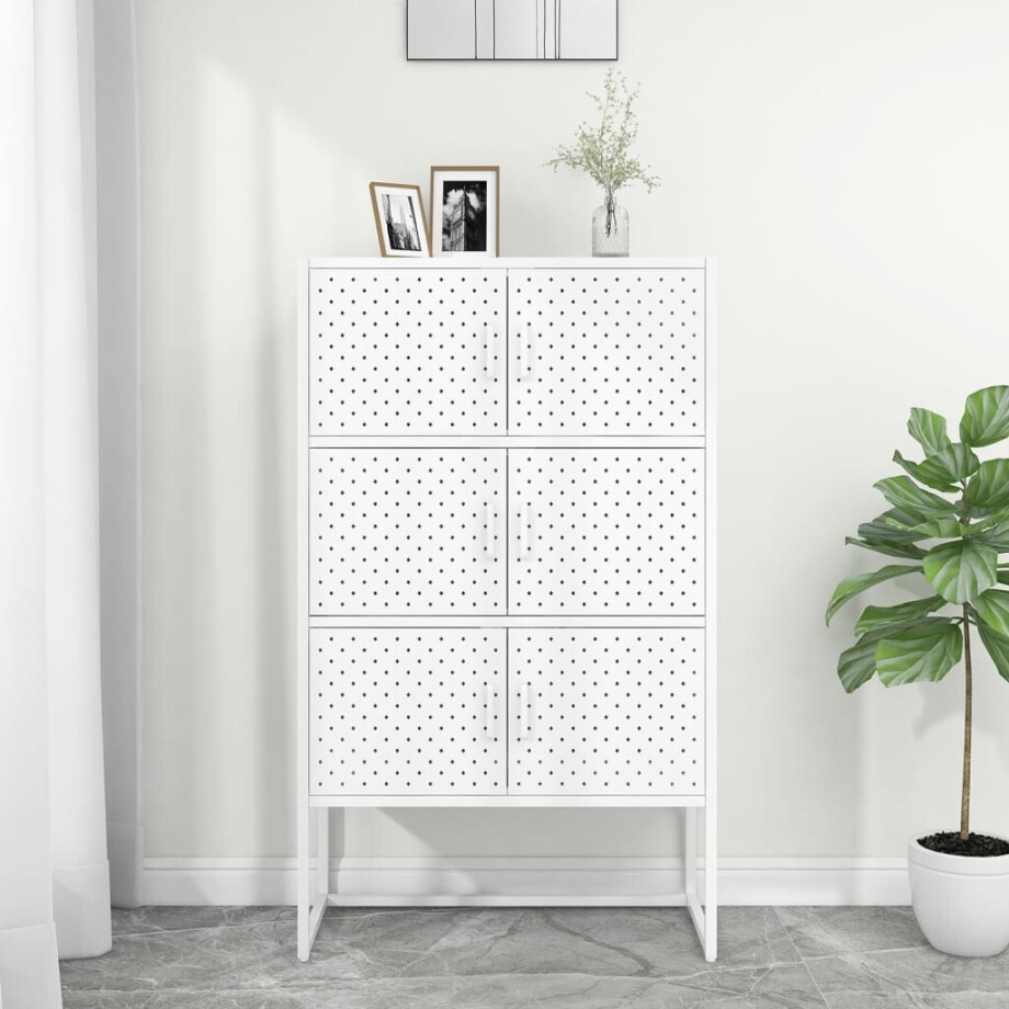 vidaXL Hoge kast 80x35x135 cm staal wit vidaXL Hoge kast 80x35x135 cm staal wit afbeelding 1