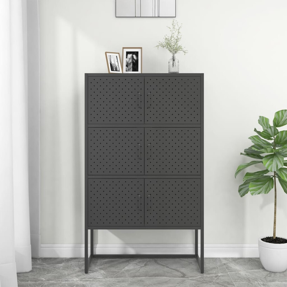 vidaXL Hoge kast 80x35x135 cm staal antracietkleurig vidaXL Hoge kast 80x35x135 cm staal antracietkleurig afbeelding 1