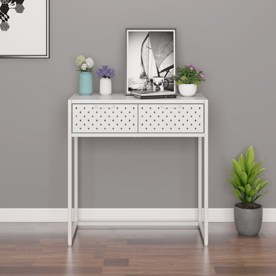 vidaXL Wandtafel 72x35x75 cm staal wit afbeelding 1
