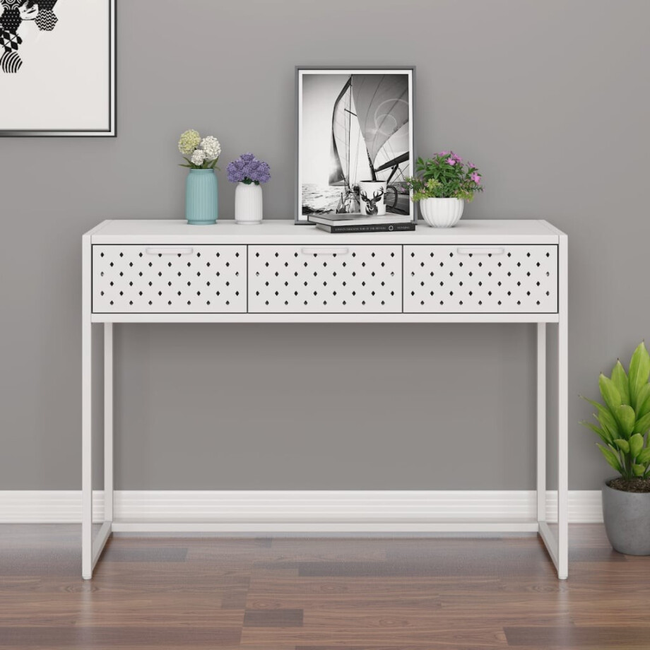 vidaXL Wandtafel 106x35x75 cm staal wit afbeelding 1