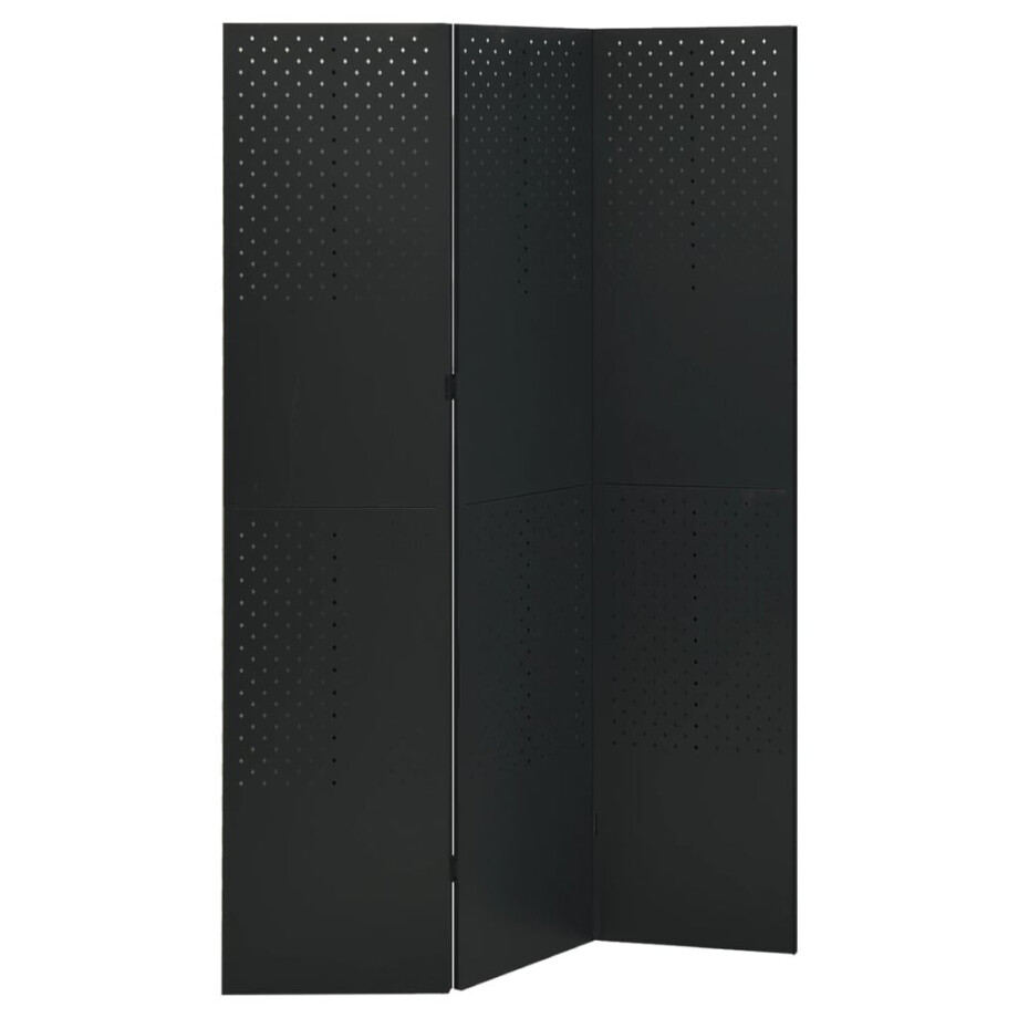 vidaXL Kamerscherm met 3 panelen 120x180 cm staal zwart vidaXL Kamerscherm met 3 panelen 120x180 cm staal zwart afbeelding 1