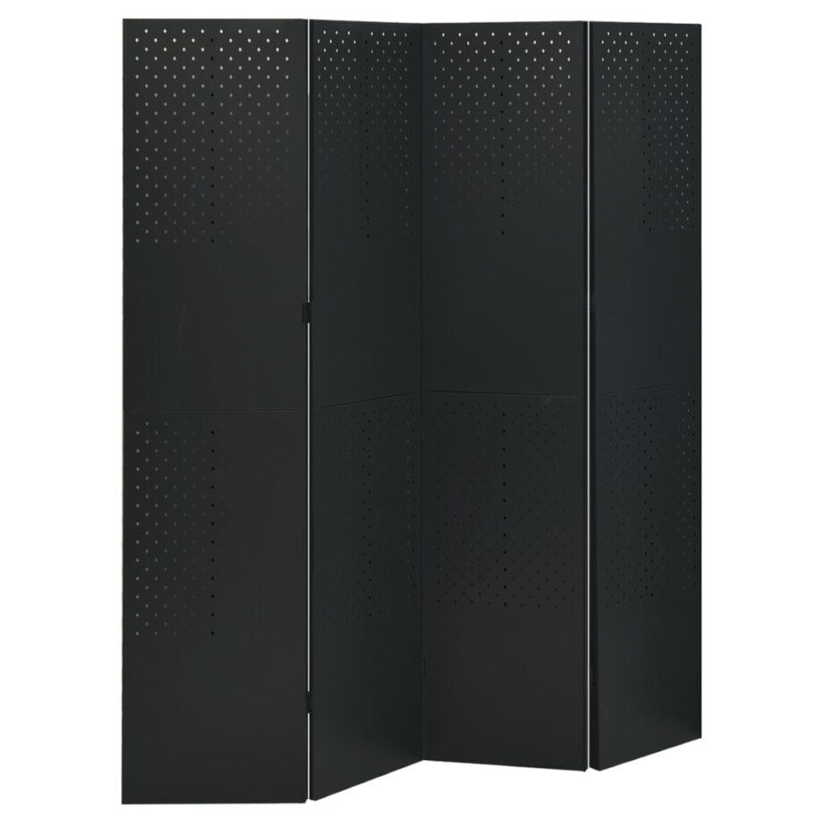 vidaXL Kamerscherm met 4 panelen 160x180 cm staal zwart vidaXL Kamerscherm met 4 panelen 160x180 cm staal zwart afbeelding 1