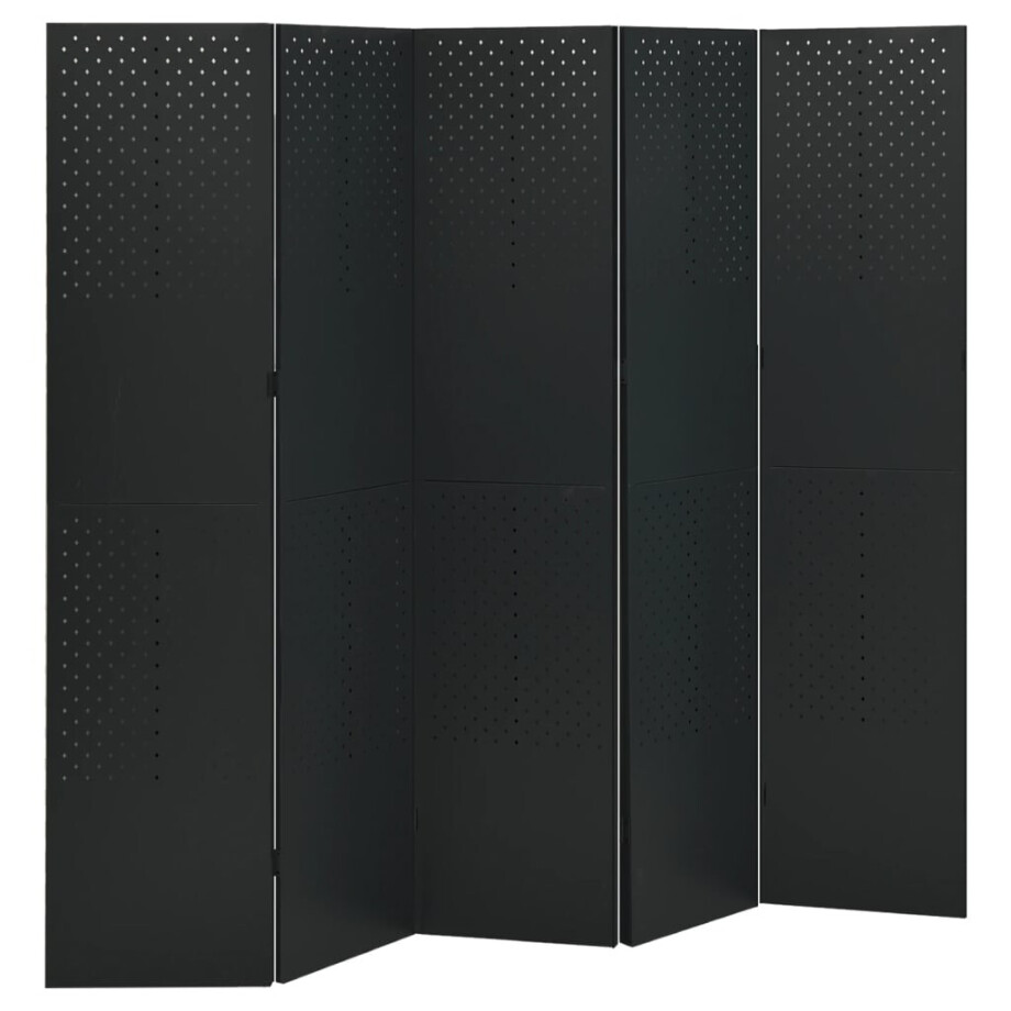 vidaXL Kamerscherm met 5 panelen 200x180 cm staal zwart afbeelding 1