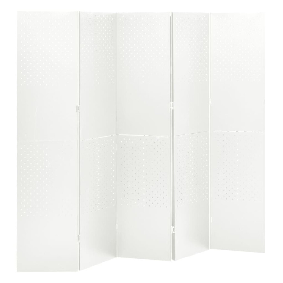 vidaXL Kamerscherm met 5 panelen 200x180 cm staal wit vidaXL Kamerscherm met 5 panelen 200x180 cm staal wit afbeelding 1