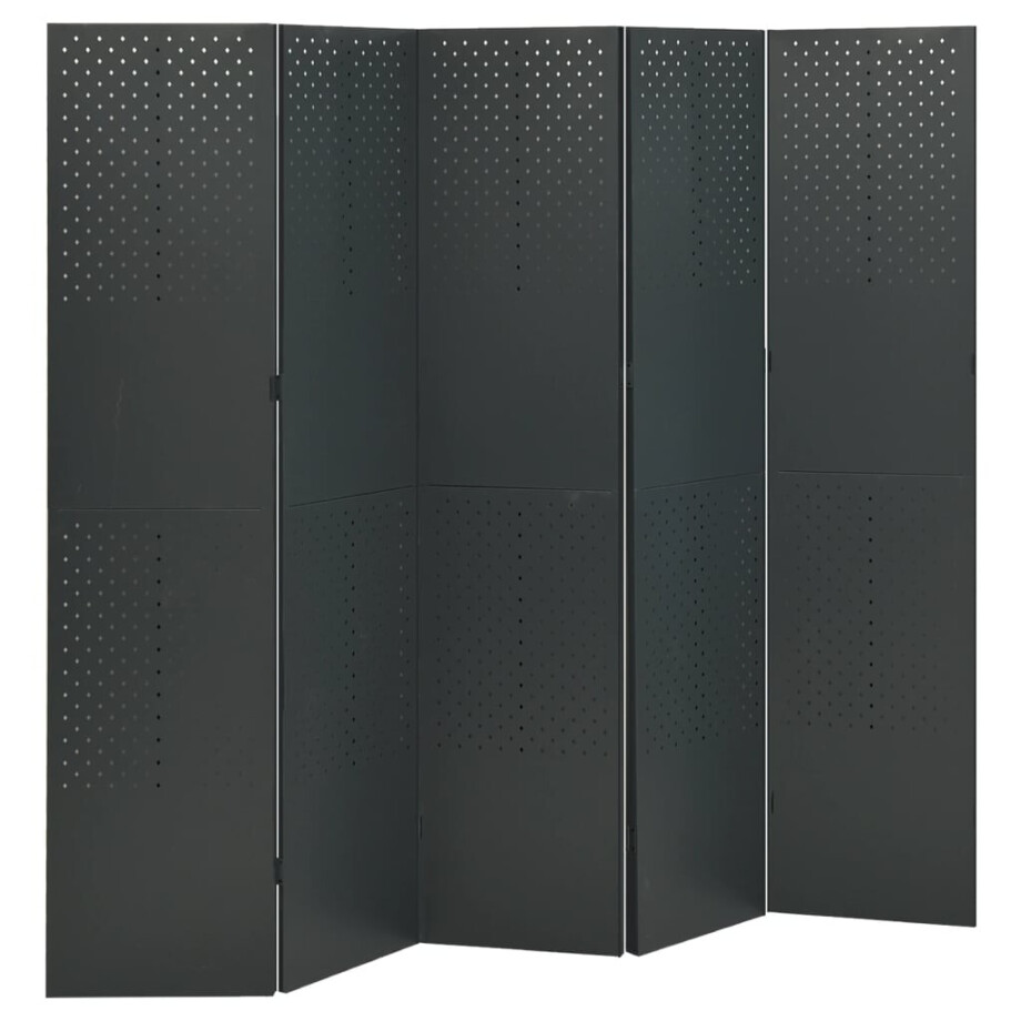 vidaXL Kamerscherm met 5 panelen 200x180 cm staal antracietkleurig vidaXL Kamerscherm met 5 panelen 200x180 cm staal antracietkleurig afbeelding 1