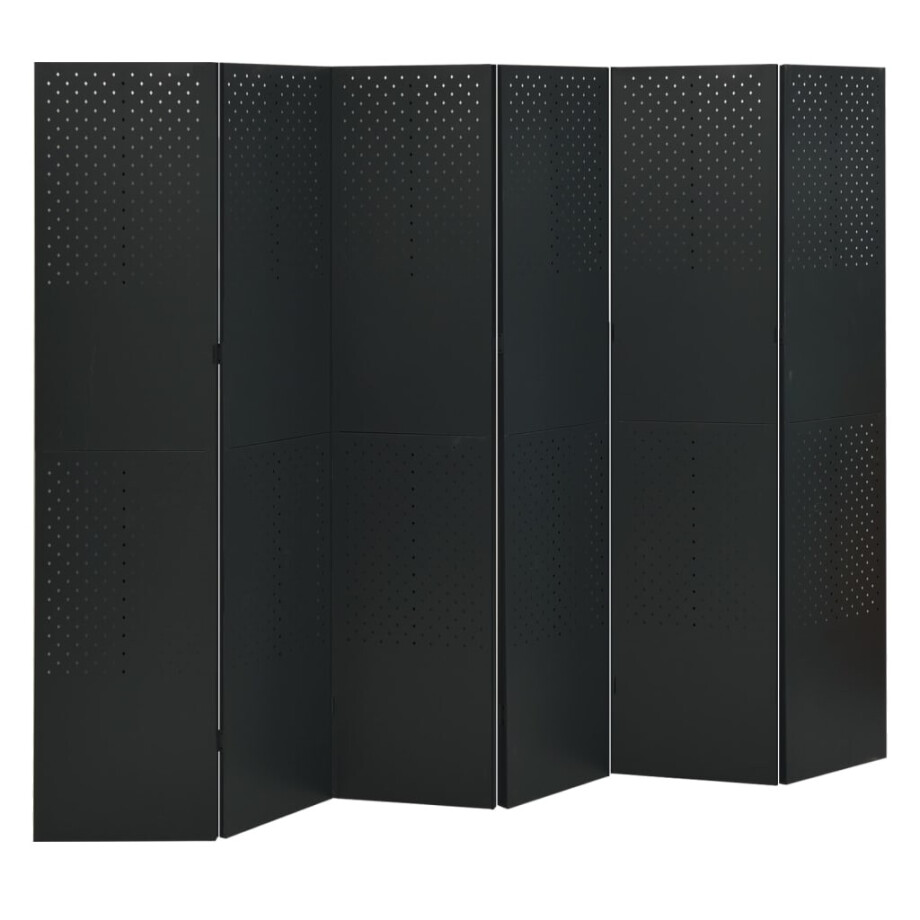 vidaXL Kamerscherm met 6 panelen 240x180 cm staal zwart vidaXL Kamerscherm met 6 panelen 240x180 cm staal zwart afbeelding 1