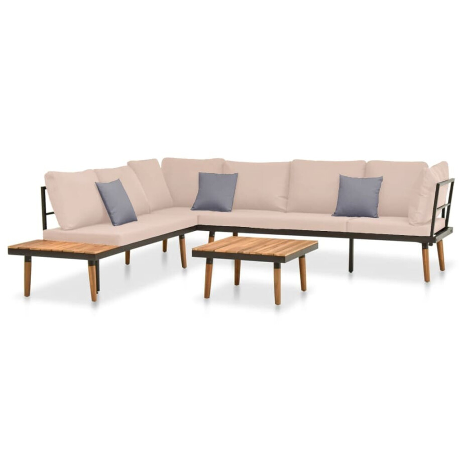 vidaXL 4-delige Loungeset met kussens massief acaciahout afbeelding 1