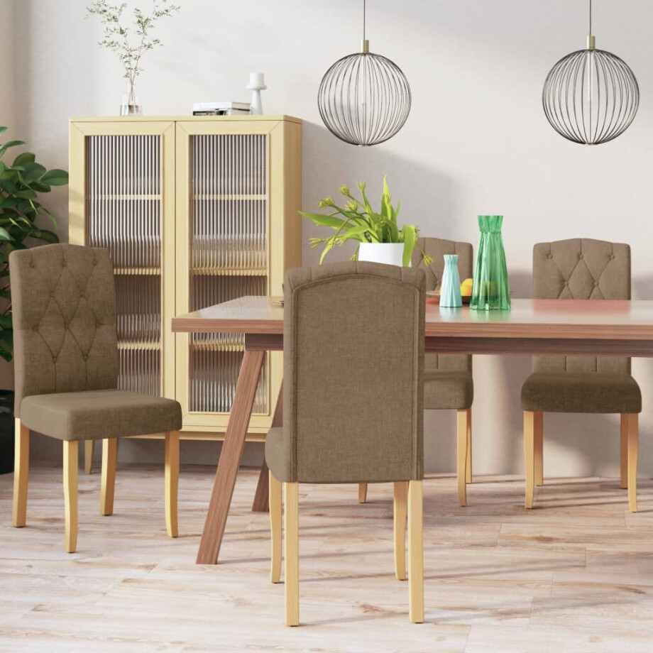 vidaXL Eetkamerstoelen 4 st draaibaar stof taupe afbeelding 1