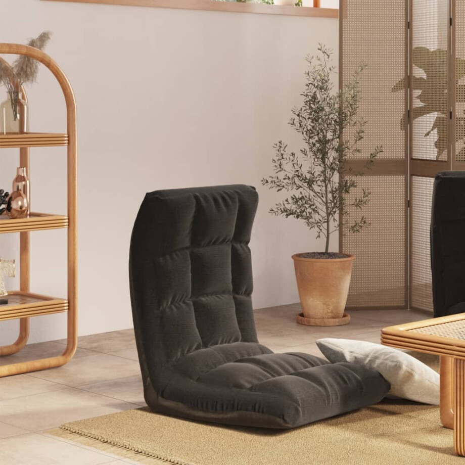 vidaXL Vloerstoel inklapbaar stof zwart afbeelding 1