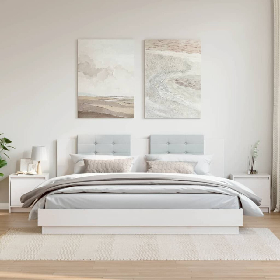 vidaXL Nachtkastjes 2 st 40x30,5x40 cm massief grenenhout wit afbeelding 1