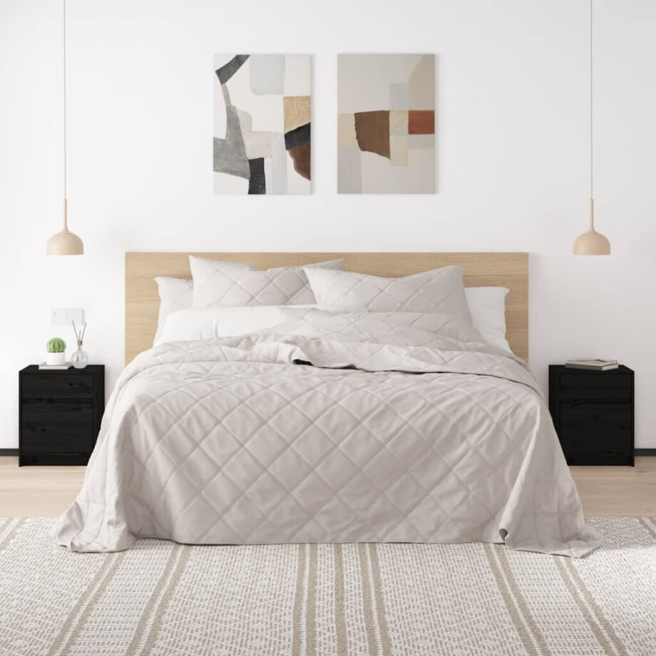 vidaXL Nachtkastjes 2 st 40x31x50 cm massief grenenhout zwart vidaXL Nachtkastjes 2 st 40x31x50 cm massief grenenhout zwart afbeelding 1
