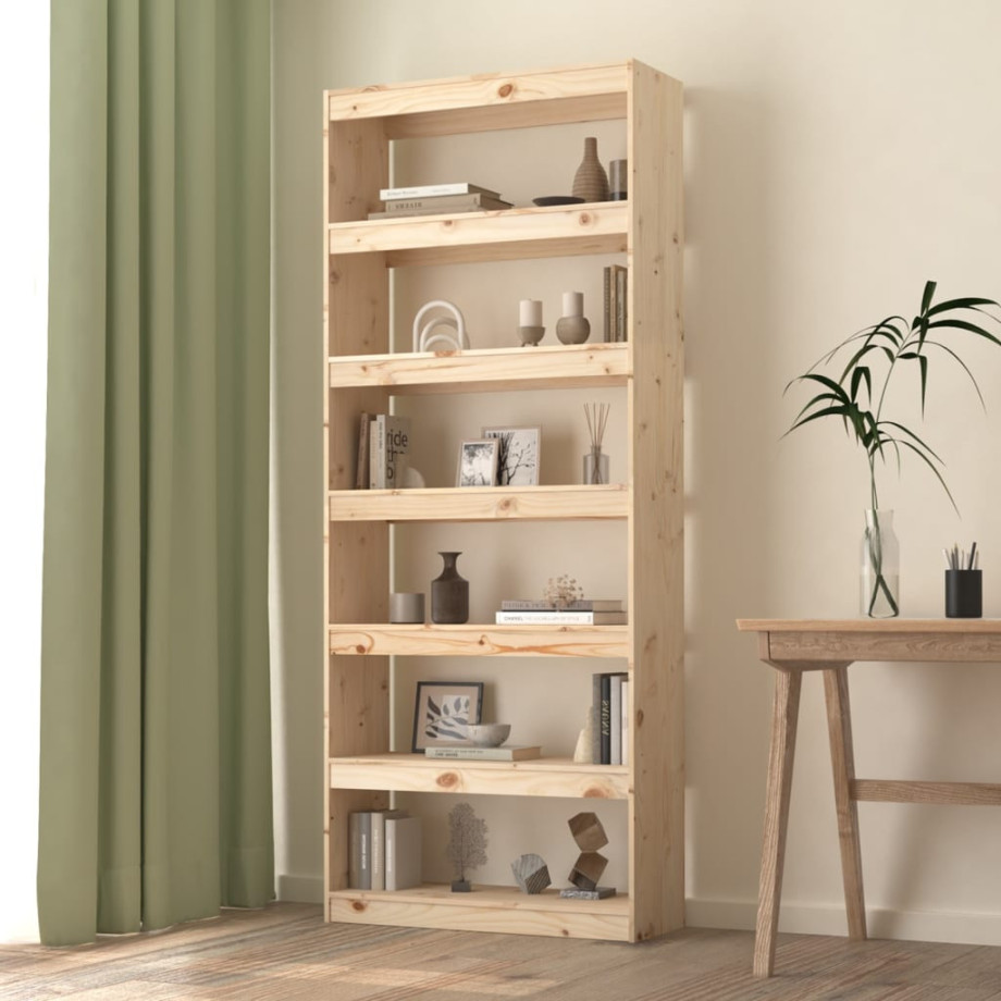 vidaXL Boekenkast/kamerscherm 80x30x199,5 cm massief grenenhout afbeelding 1