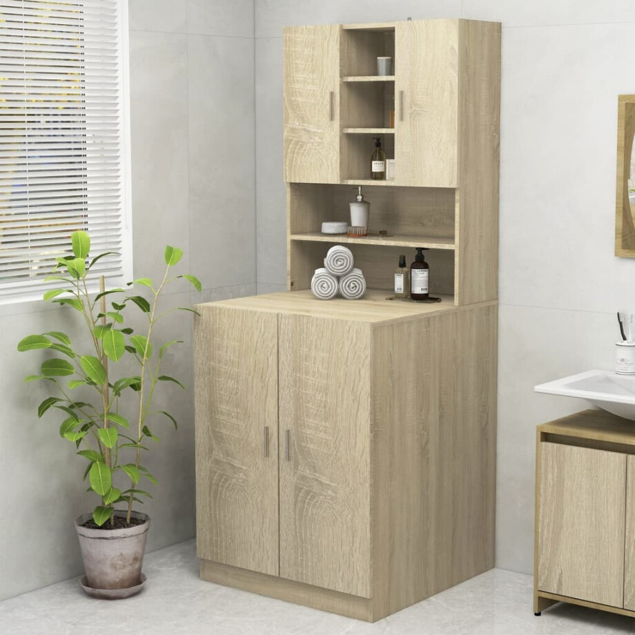 vidaXL Wasmachinekast 70,5x25,5x90 cm sonoma eikenkleurig vidaXL Wasmachinekast 70,5x25,5x90 cm sonoma eikenkleurig afbeelding 1