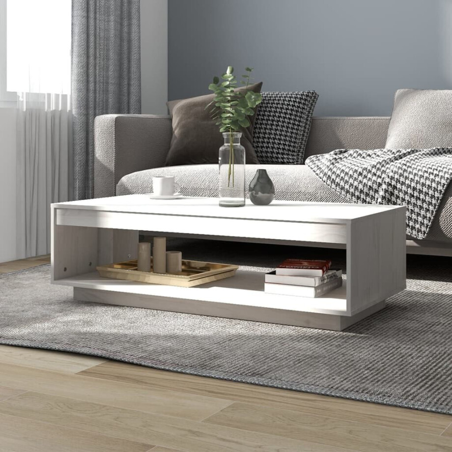 vidaXL Salontafel 110x50x33,5 cm massief grenenhout wit afbeelding 1