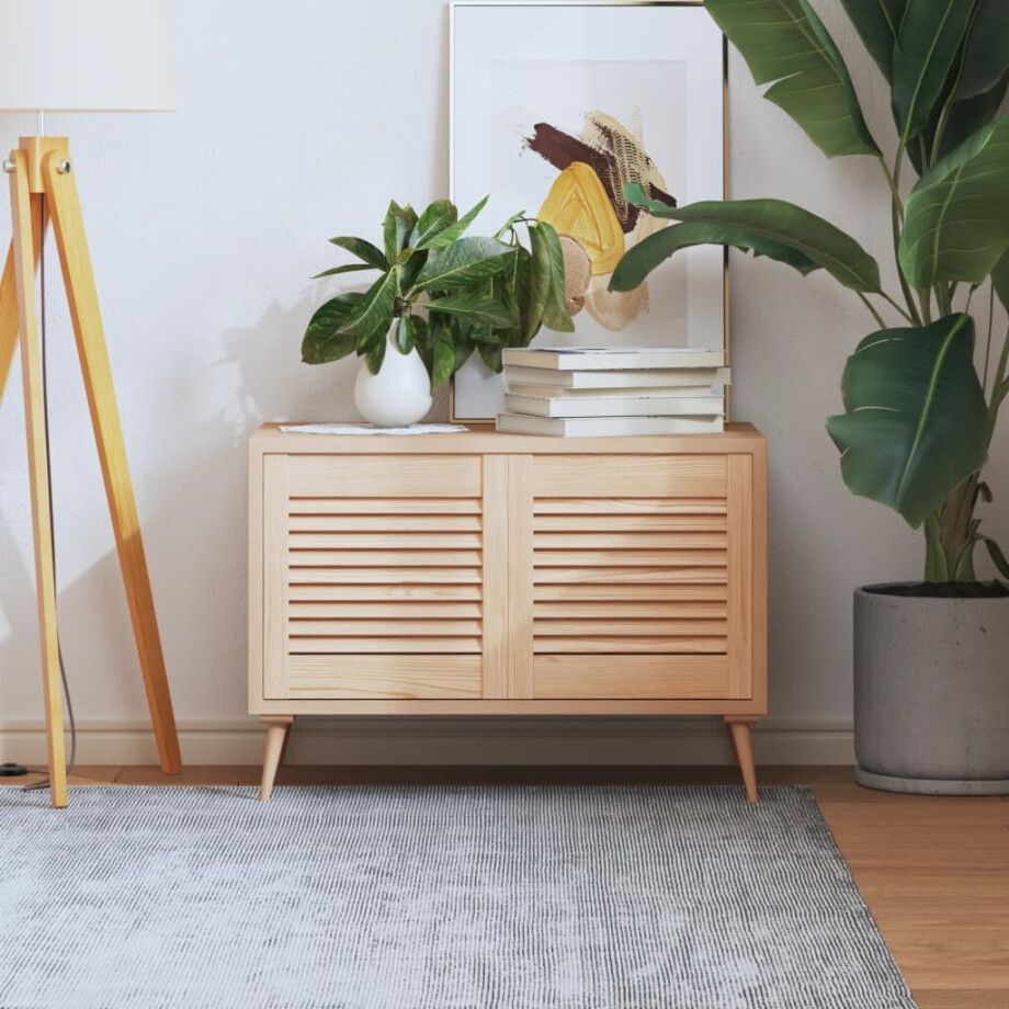 vidaXL Kastdeuren met lamellen 2 st 39,5x39,4 cm massief grenenhout vidaXL Kastdeuren met lamellen 2 st 39,5x39,4 cm massief grenenhout afbeelding 1