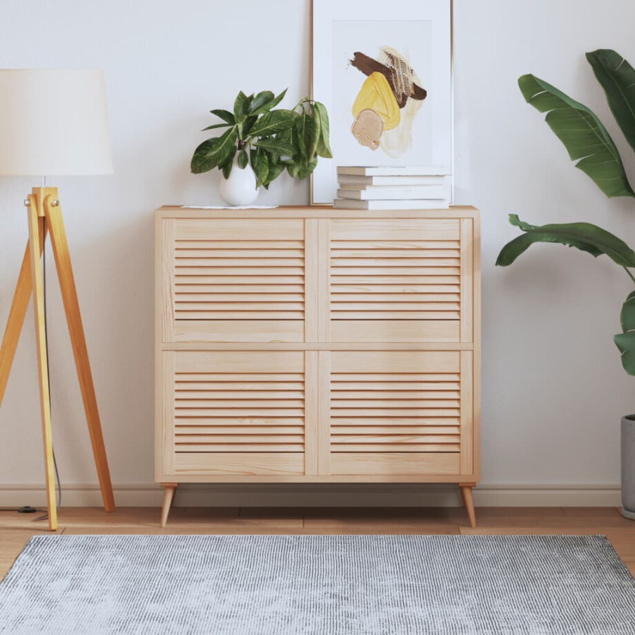 vidaXL Kastdeuren met lamellen 4 st 39,5x49,4 cm massief grenenhout afbeelding 1