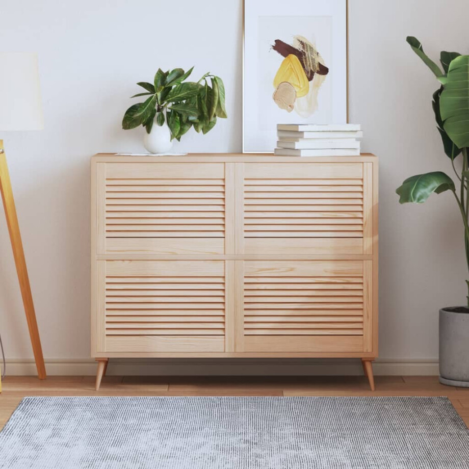 vidaXL Kastdeuren met lamellen 4 st 39,5x59,4 cm massief grenenhout afbeelding 1