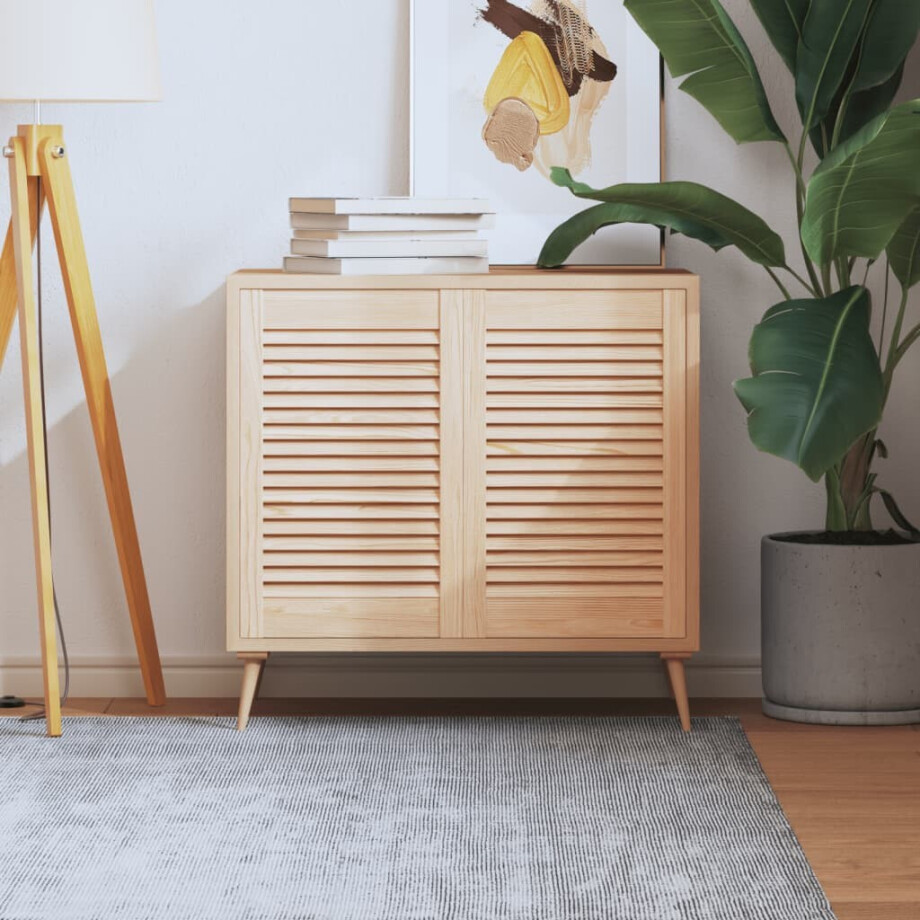 vidaXL Kastdeuren met lamellen 2 st 61,5x39,4 cm massief grenenhout afbeelding 1