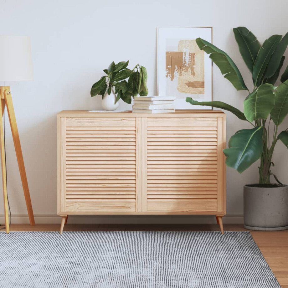 vidaXL Kastdeuren met lamellen 2 st 69x59,4 cm massief grenenhout afbeelding 1