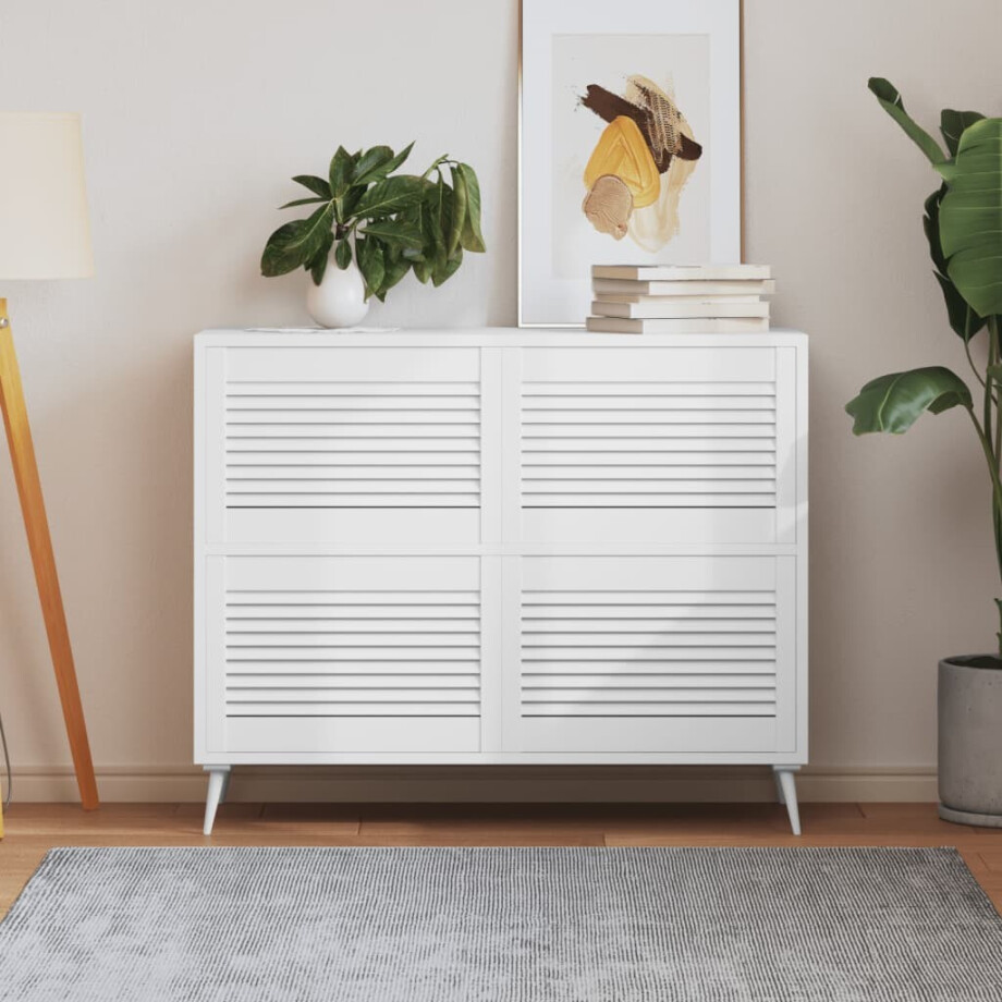 vidaXL Kastdeuren met lamellen 4 st 39,5x59,4 cm grenenhout wit vidaXL Kastdeuren met lamellen 4 st 39,5x59,4 cm grenenhout wit afbeelding 1