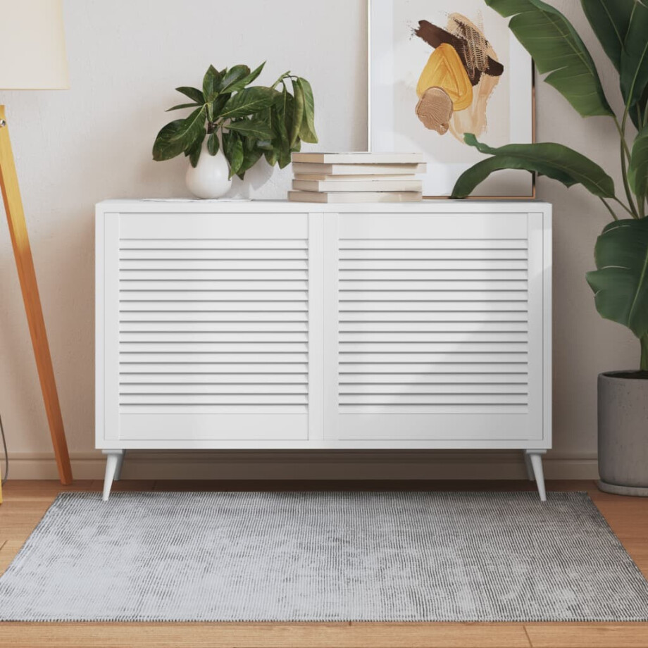 vidaXL Kastdeuren met lamellen 2 st 61,5x59,4 cm grenenhout wit vidaXL Kastdeuren met lamellen 2 st 61,5x59,4 cm grenenhout wit afbeelding 1