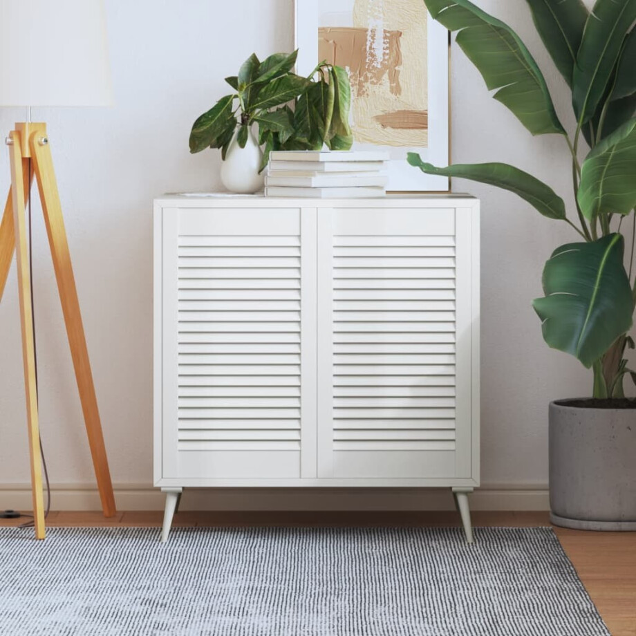 vidaXL Kastdeuren met lamellen 2 st 69x39,4 cm massief grenenhout wit vidaXL Kastdeuren met lamellen 2 st 69x39,4 cm massief grenenhout wit afbeelding 1