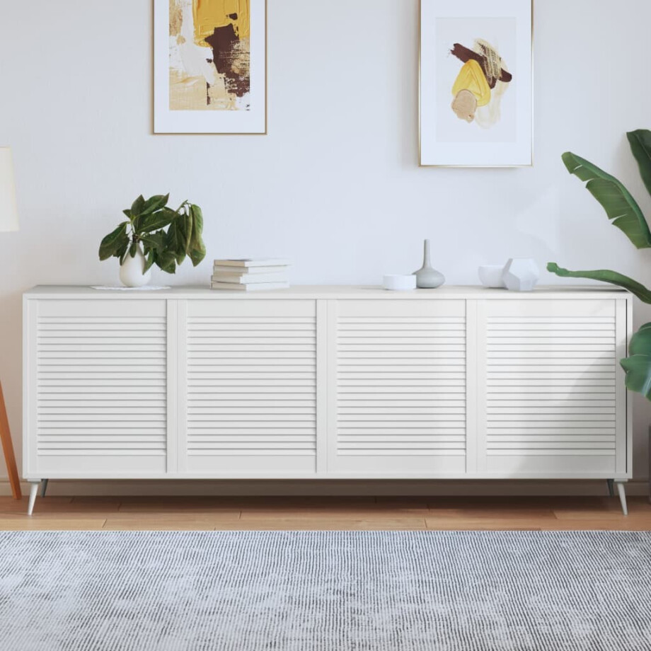vidaXL Kastdeuren met lamellen 4 st 69x59,4 cm massief grenenhout wit afbeelding 1