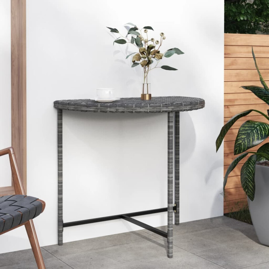 vidaXL Tuintafel 80x50x75 cm poly rattan grijs afbeelding 1