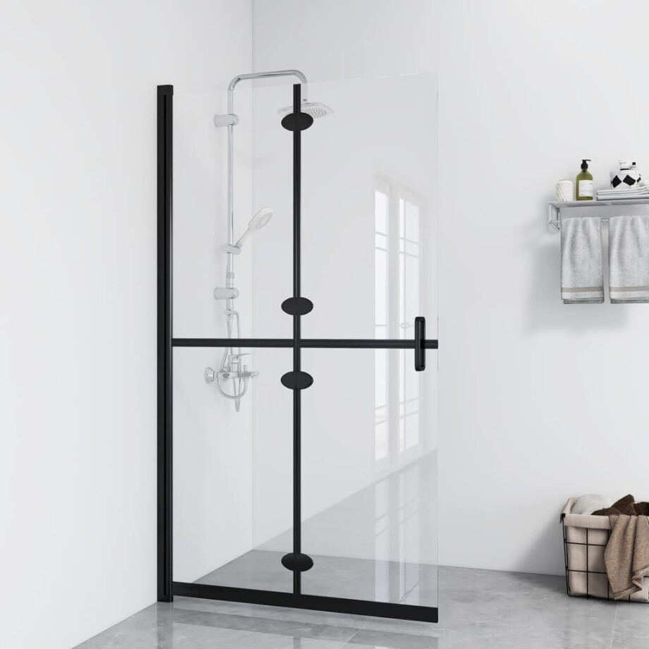 vidaXL Inloopdouchewand inklapbaar 70x190 cm ESG-glas transparant afbeelding 1