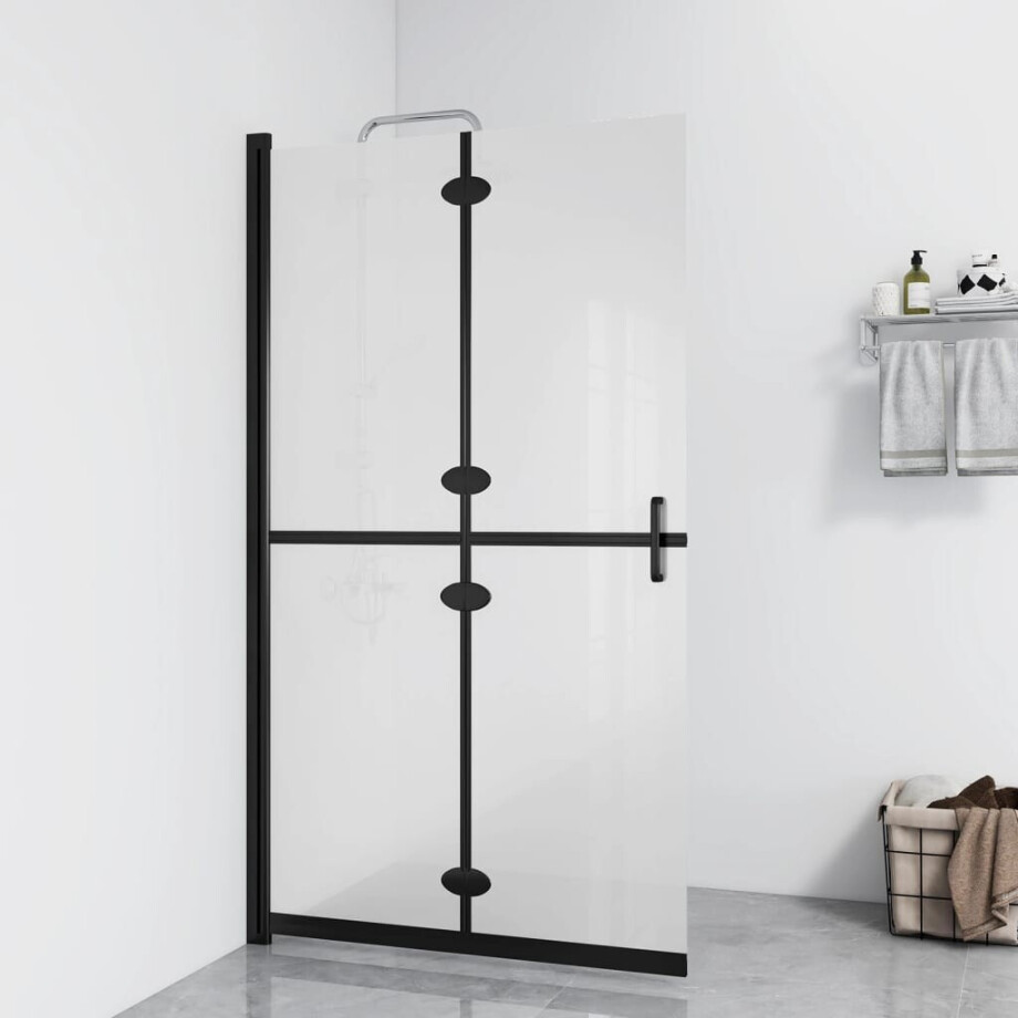 vidaXL Inloopdouchewand inklapbaar 120x190 cm ESG-glas mat afbeelding 1