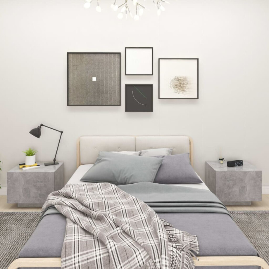 vidaXL Nachtkastje 100x35x40 cm bewerkt hout betongrijs afbeelding 1