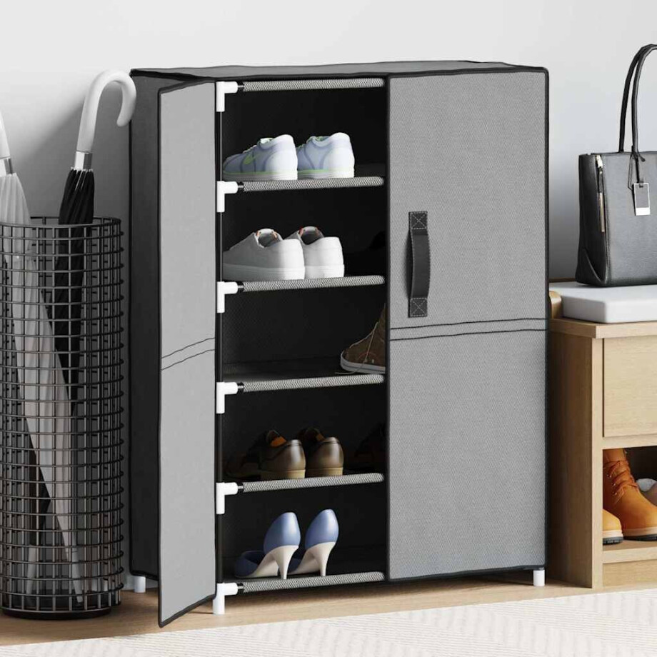 vidaXL Schoenenkast 60x28x90 cm stof grijs afbeelding 1