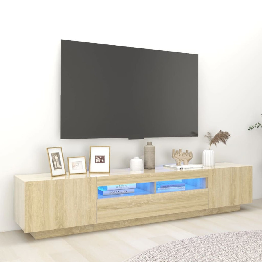 vidaXL Tv-meubel met LED-verlichting 200x35x40 cm sonoma eikenkleurig afbeelding 1