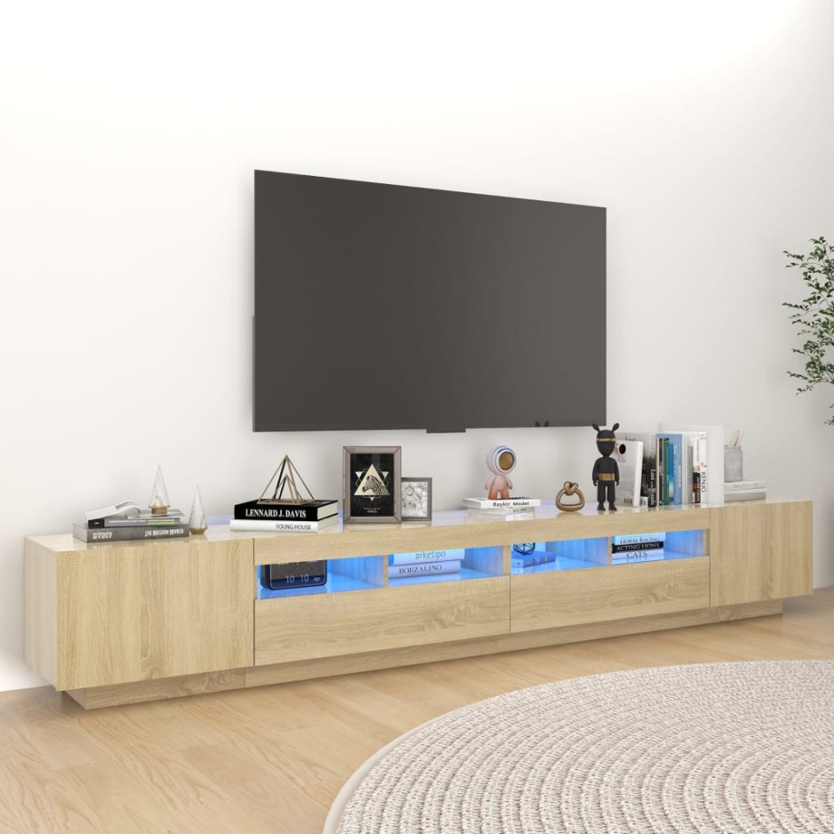 vidaXL Tv-meubel met LED-verlichting 260x35x40 cm sonoma eikenkleurig afbeelding 1