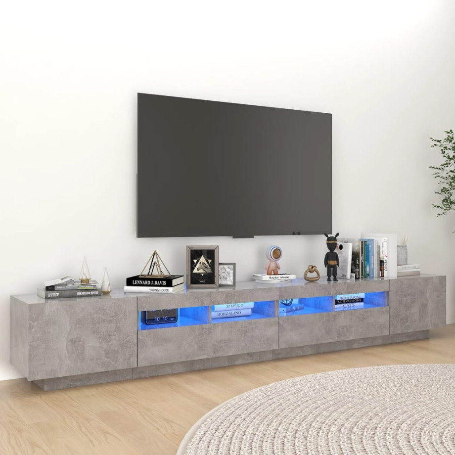 vidaXL Tv-meubel met LED-verlichting 260x35x40 cm betongrijs afbeelding 1