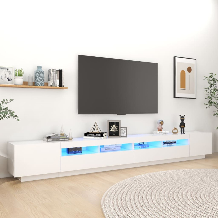 vidaXL Tv-meubel met LED-verlichting 300x35x40 cm wit afbeelding 1