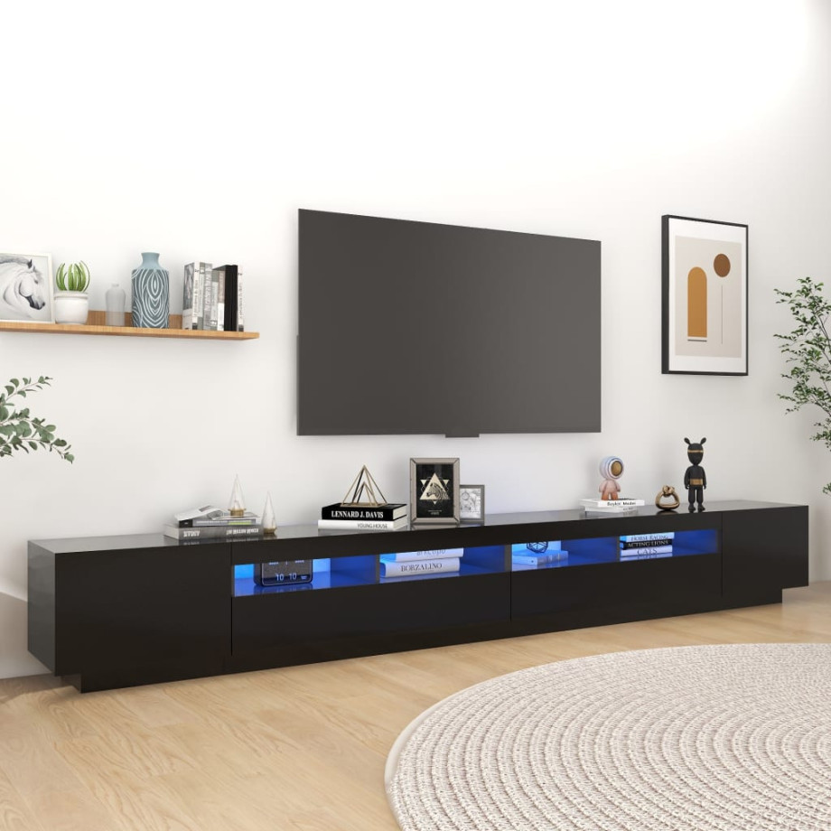 vidaXL Tv-meubel met LED-verlichting 300x35x40 cm zwart afbeelding 1